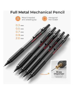 Juego de Lápices Mecánicos Nicpro 5PCS 0.3-2.0mm Metal 2