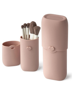 Soporte de Brochas de Maquillaje Zoka Rosa - Estuche Impermeable