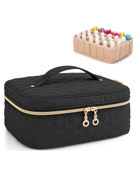 Bolsa de Transporte para Esmalte de Uñas YARWO 24 Botellas 15ml Negro