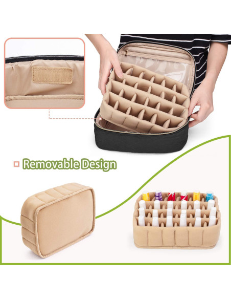 Bolsa de Transporte para Esmalte de Uñas YARWO 24 Botellas 15ml Negro