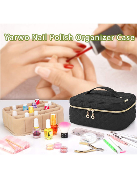 Bolsa de Transporte para Esmalte de Uñas YARWO 24 Botellas 15ml Negro