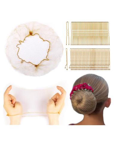 225PCS Redes Invisibles para Moños Rubias + 100 Alfileres