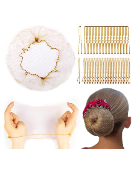 225PCS Redes Invisibles para Moños Rubias + 100 Alfileres