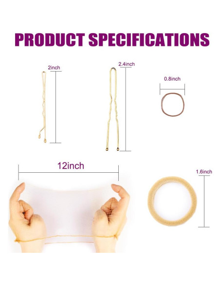 225PCS Redes Invisibles para Moños Rubias + 100 Alfileres