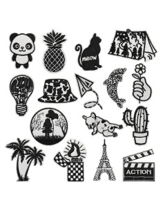 Parches Bordados Woohome 16 PCS para Planchar o Coser Negros