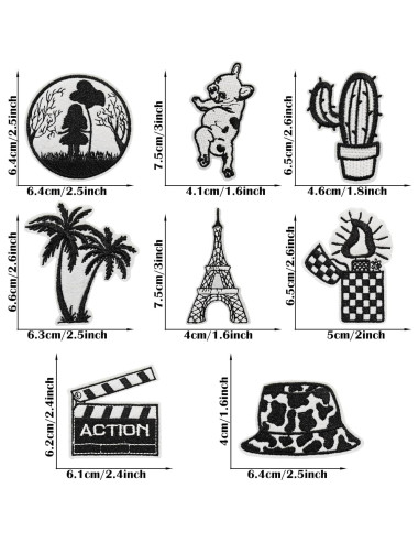 Parches Bordados Woohome 16 PCS para Planchar o Coser Negros