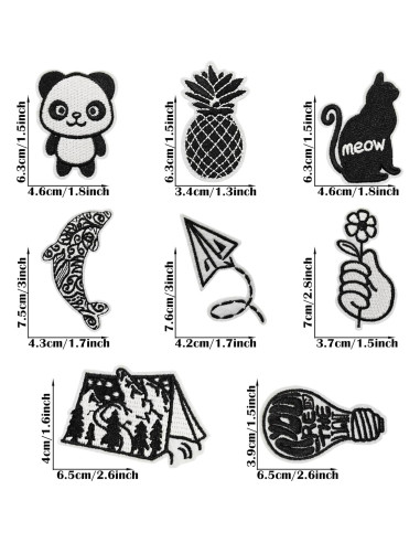 Parches Bordados Woohome 16 PCS para Planchar o Coser Negros