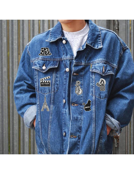 Parches Bordados Woohome 16 PCS para Planchar o Coser Negros