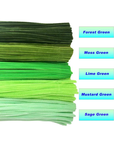500 Limpiapipas Verdes Chenille 30.48 cm para Manualidades