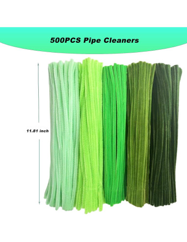 500 Limpiapipas Verdes Chenille 30.48 cm para Manualidades
