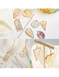 Moldes Abiertos para Resina 80 Pcs - Joyería DIY Oro y Blanco 2