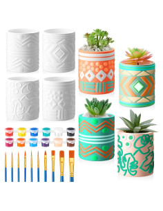 Kit de Pintura de Macetero DIY SiliFine - 8 Macetas Cerámicas