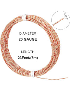 Alambre de Joyería BENECREAT 20 Gauge 7m Cobre Naranja Claro 2