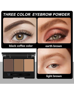 Kit de Polvo para Cejas CAKAILA 3 Tonos Impermeable 32g 2