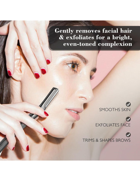 Afeitadora Facial EROWZOLA Dermaplaning Negro con 6 Cuchillas