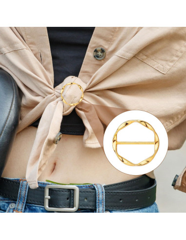 4 Clips de Anillo para Bufanda Mikovivi - Aleación de Zinc Dorado