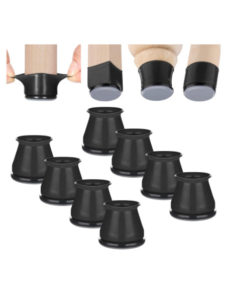 Deslizadores de patas de silla Aneaseit 8 piezas 3.81 cm Negro