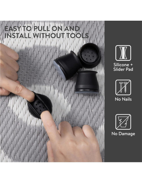 Deslizadores de patas de silla Aneaseit 8 piezas 3.81 cm Negro