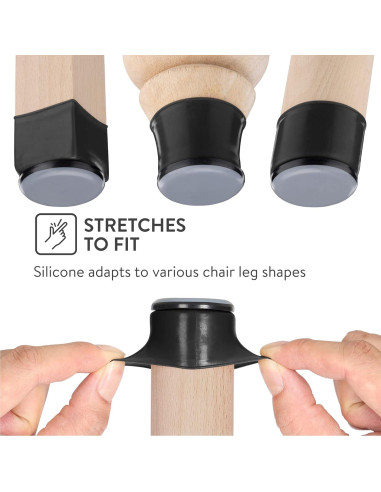 Deslizadores de patas de silla Aneaseit 8 piezas 3.81 cm Negro