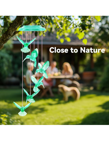 Campana de Viento Solar WANQDG Verde 71.12 cm para Jardín