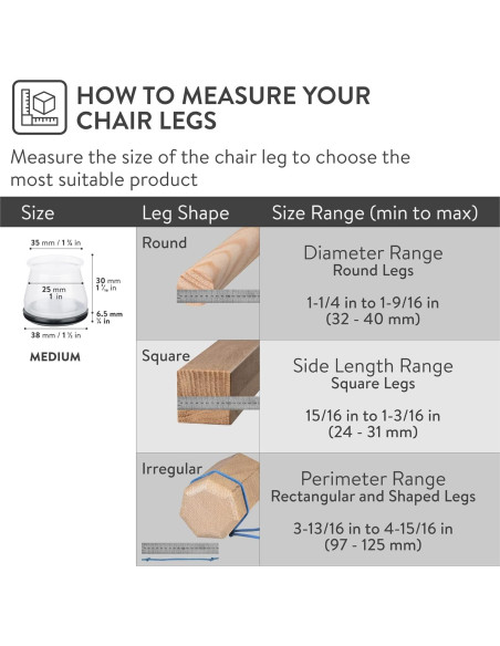Deslizadores de patas de silla Aneaseit 8 piezas 3.81 cm Negro