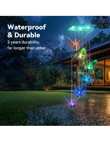 Campana de Viento Solar WANQDG Verde 71.12 cm para Jardín