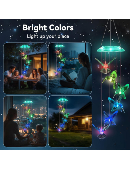 Campana de Viento Solar WANQDG Verde 71.12 cm para Jardín