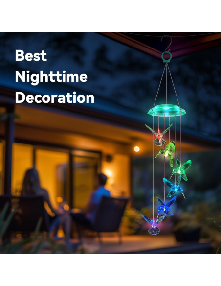 Campana de Viento Solar WANQDG Verde 71.12 cm para Jardín