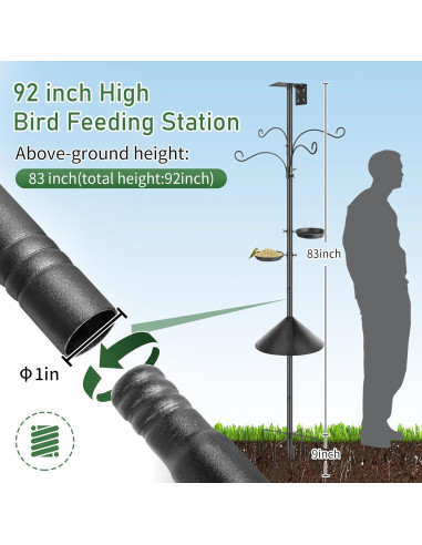 Poste para Comedero de Aves KOLAKO 234 cm Resistente a Ardillas