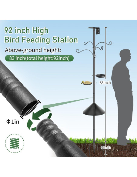 Poste para Comedero de Aves KOLAKO 234 cm Resistente a Ardillas