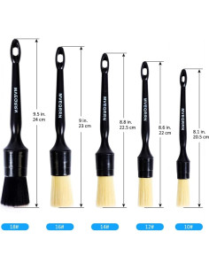 Juego de Cepillos de Detalle MVEQRRN 5 Pcs Pelo de Jabalí Suave 2