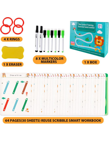 Cuaderno Reutilizable Scribble Genérico - 64 Páginas, Azul