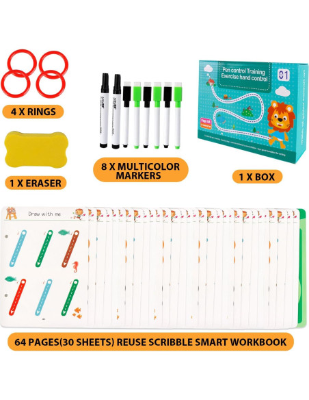 Cuaderno Reutilizable Scribble Genérico - 64 Páginas, Azul