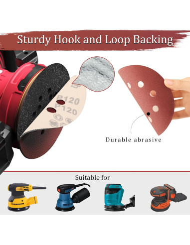 Discos de Lijado 5" Szarint 80 Piezas 40 Granos para Lijadora