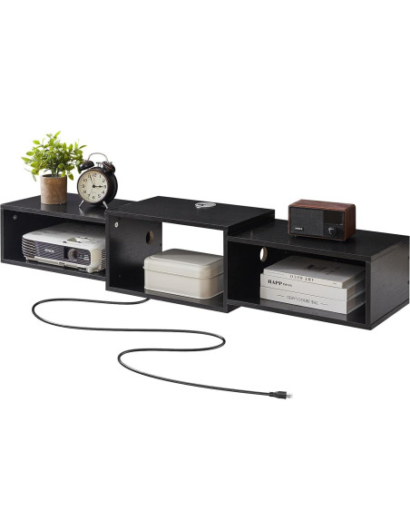 Soporte de TV Flotante IBUYKE Negro 3 Estantes 116.8 cm