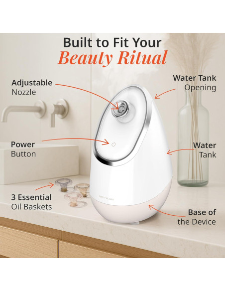 Vaporizador Facial Iónico Vanity Planet Aira Beige - Limpiador de Poros