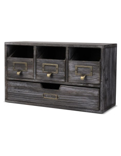 Organizador de Escritorio Flexzion 4 Cajones Madera Vintage