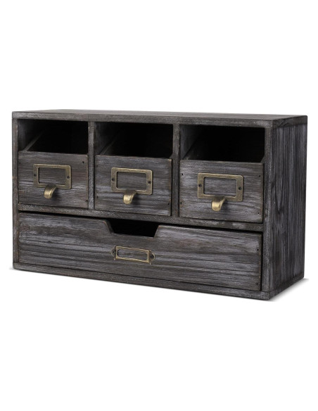 Organizador de Escritorio Flexzion 4 Cajones Madera Vintage