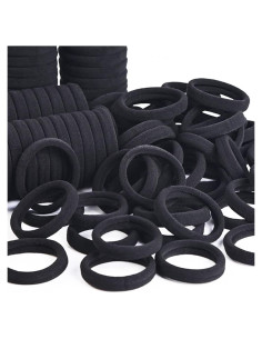 Bandas para el Cabello J-MEE 100PCS Algodón Sin Costura Negro