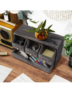 Organizador de Escritorio Flexzion 4 Cajones Madera Vintage 2