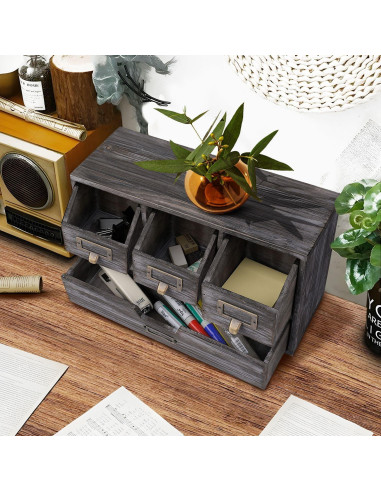 Organizador de Escritorio Flexzion 4 Cajones Madera Vintage