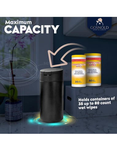Dispensador de Toallitas Húmedas Recargable Gosnold Negro 26cm