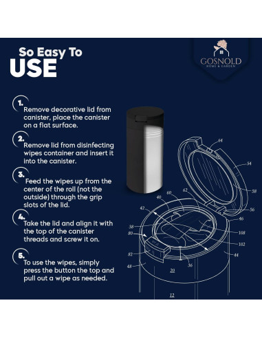 Dispensador de Toallitas Húmedas Recargable Gosnold Negro 26cm