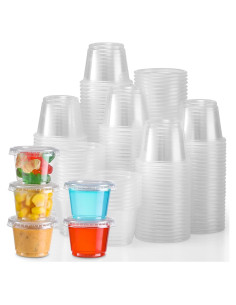 Vasos para Jello VITEVER 30 ml - 130 Sets Apilables y A Prueba de Aire
