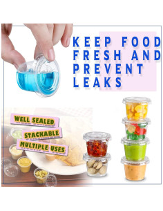 Vasos para Jello VITEVER 30 ml - 130 Sets Apilables y A Prueba de Aire 2