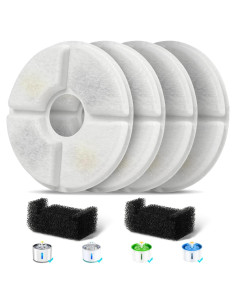 Filtros de Reemplazo para Fuente de Agua Mascotas Baofum - 4 Filtros + 2 Esponjas