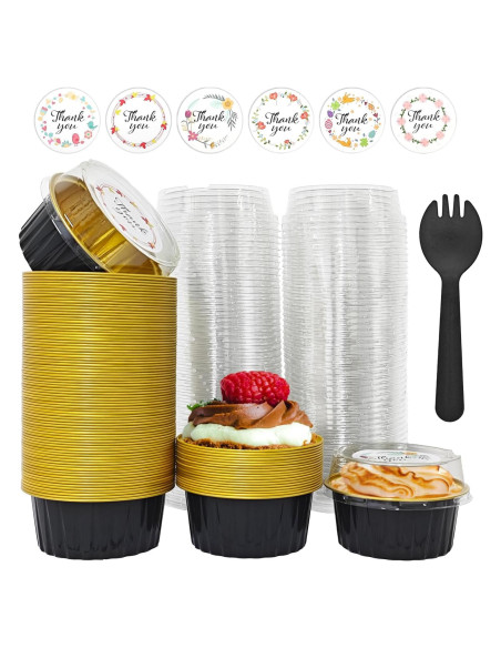 100 Moldes de Aluminio Desechables QZV 125ml con Tapas