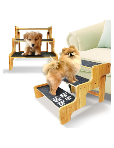 Escalera para Perros GXONE de 3 Pasos en Bambú Natural