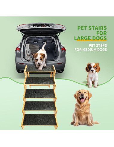 Escalera para Perros GXONE de 3 Pasos en Bambú Natural