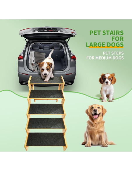 Escalera para Perros GXONE de 3 Pasos en Bambú Natural